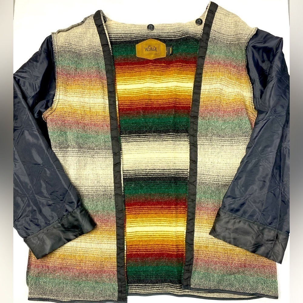 Vintage Woolrich Jacket Liner Sz Large Striped  Liner Interior Wool USA